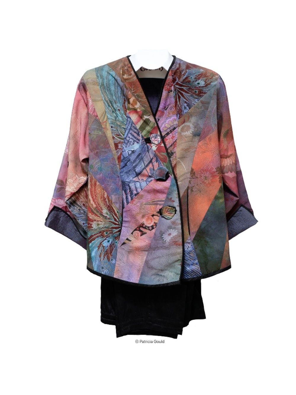 New - Chrysanthemum Midnight - ensemble - Jacket, slacks, purse - One of a kind